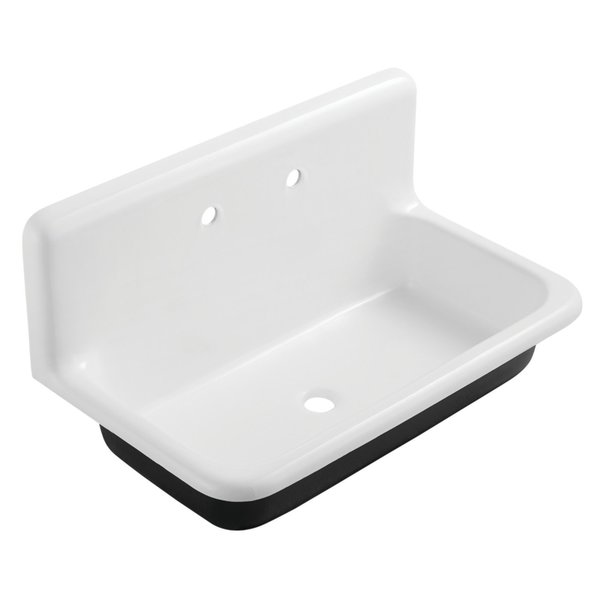 Kingston Brass 36 Cast Iron Wall Mount Single Bowl Utility Sink, 2Hole, White GCLWS362019